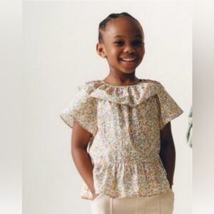 ZARA | Floral Ruffle Peplum Blouse